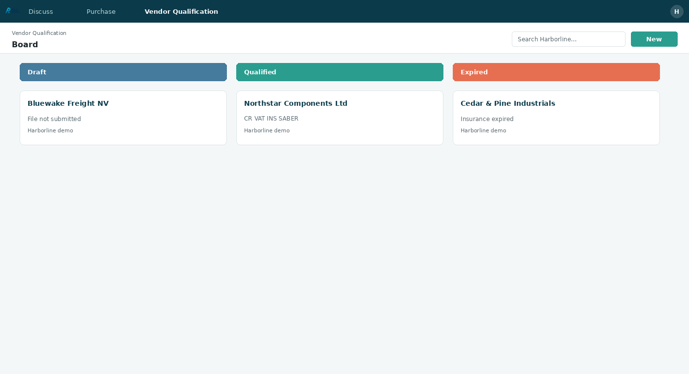 Vendor Qualification Desk — 02 board