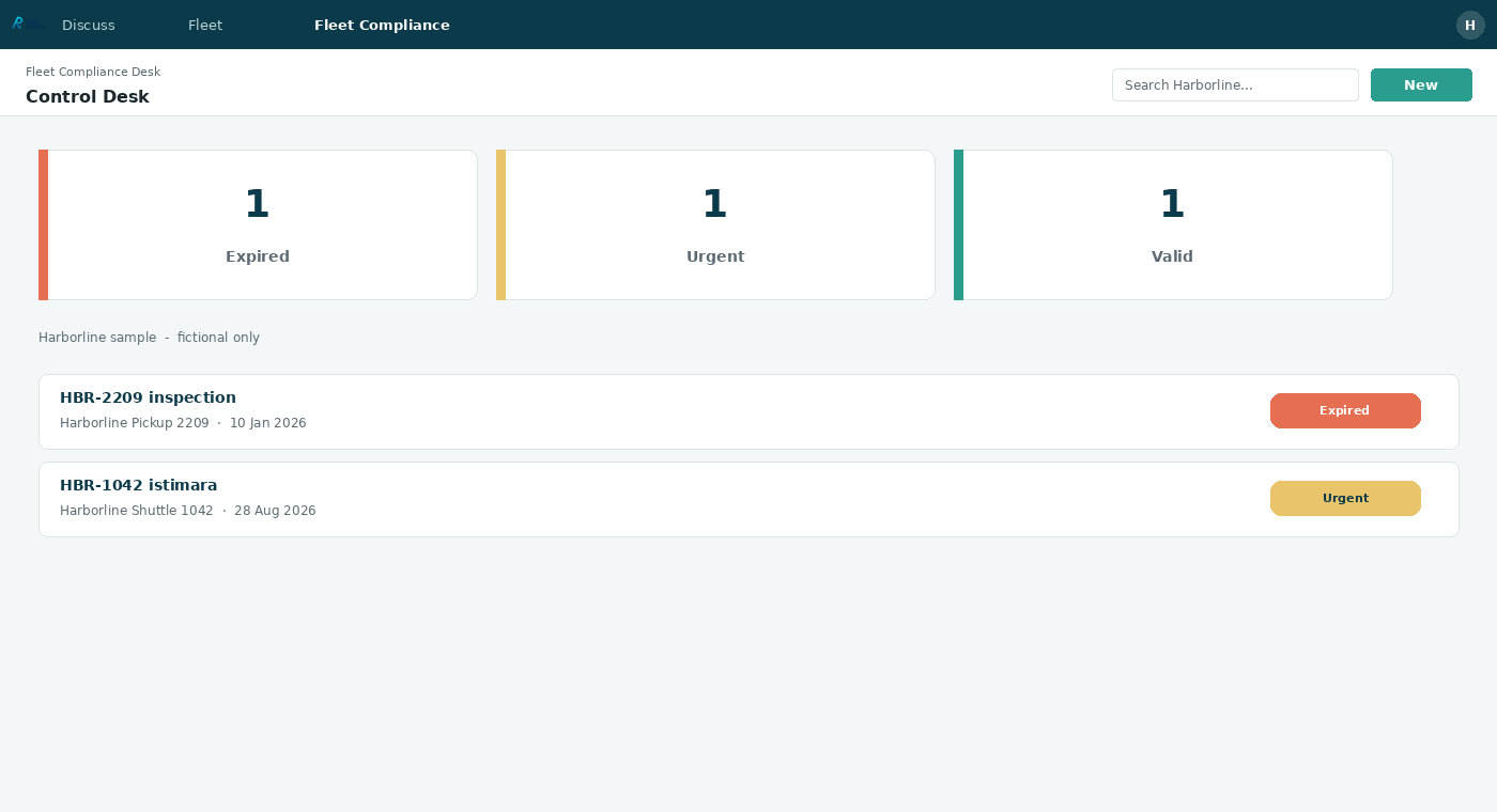 Fleet Compliance Desk — 01 control desk
