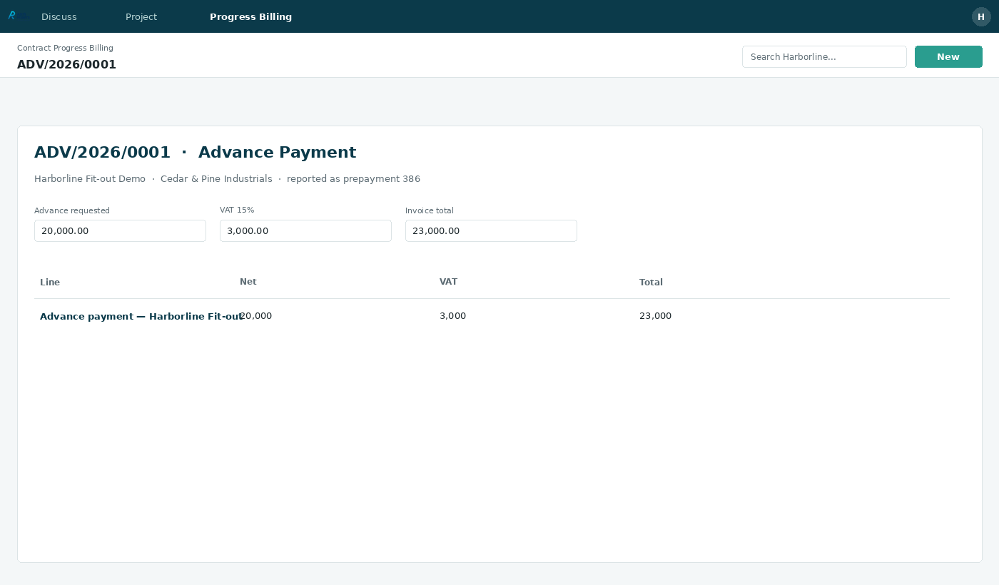 Contract Progress Billing — 02 advance