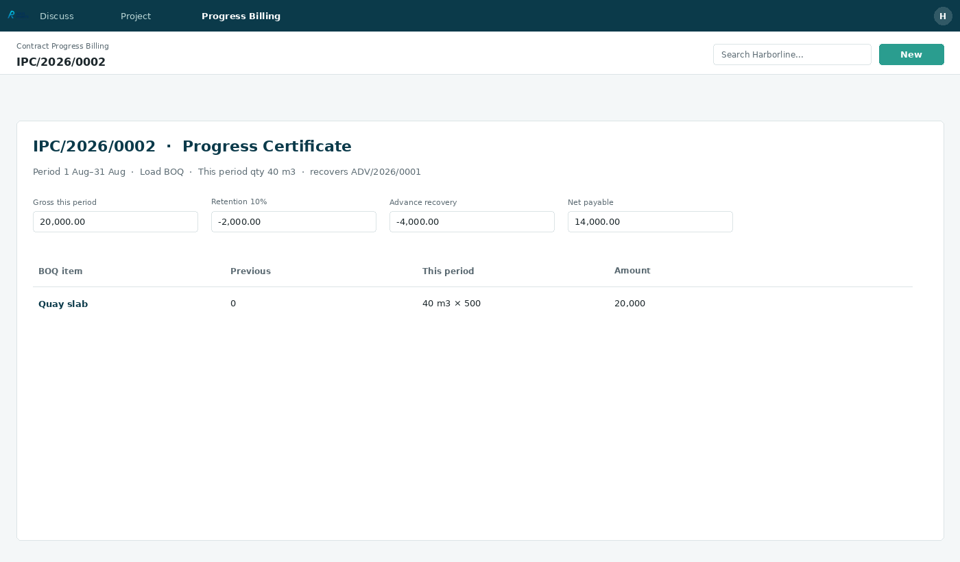 Contract Progress Billing — 03 certificate