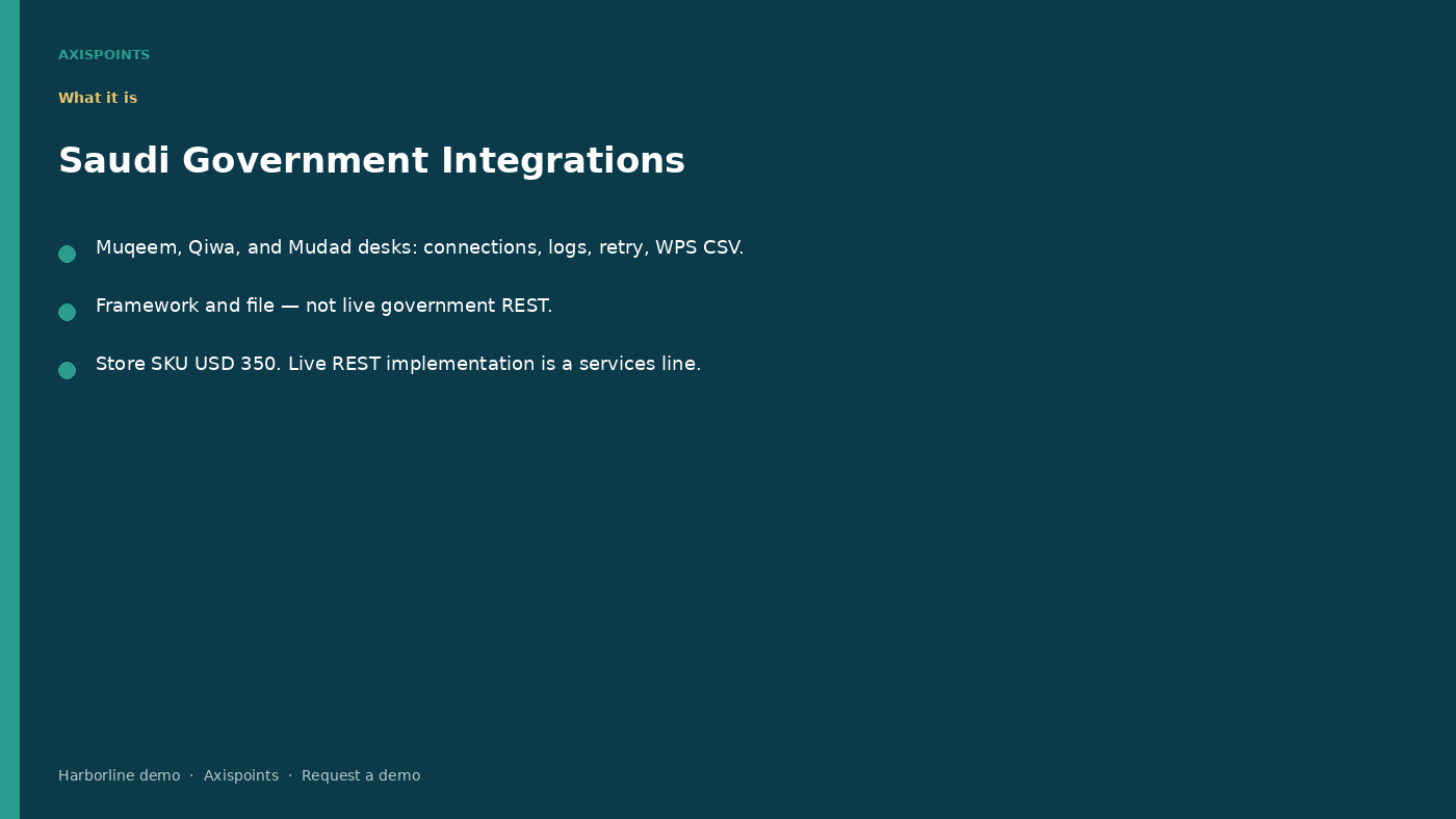 Saudi Government Integrations — slide 01
