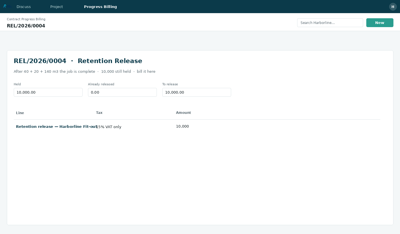 Contract Progress Billing — 06 retention release