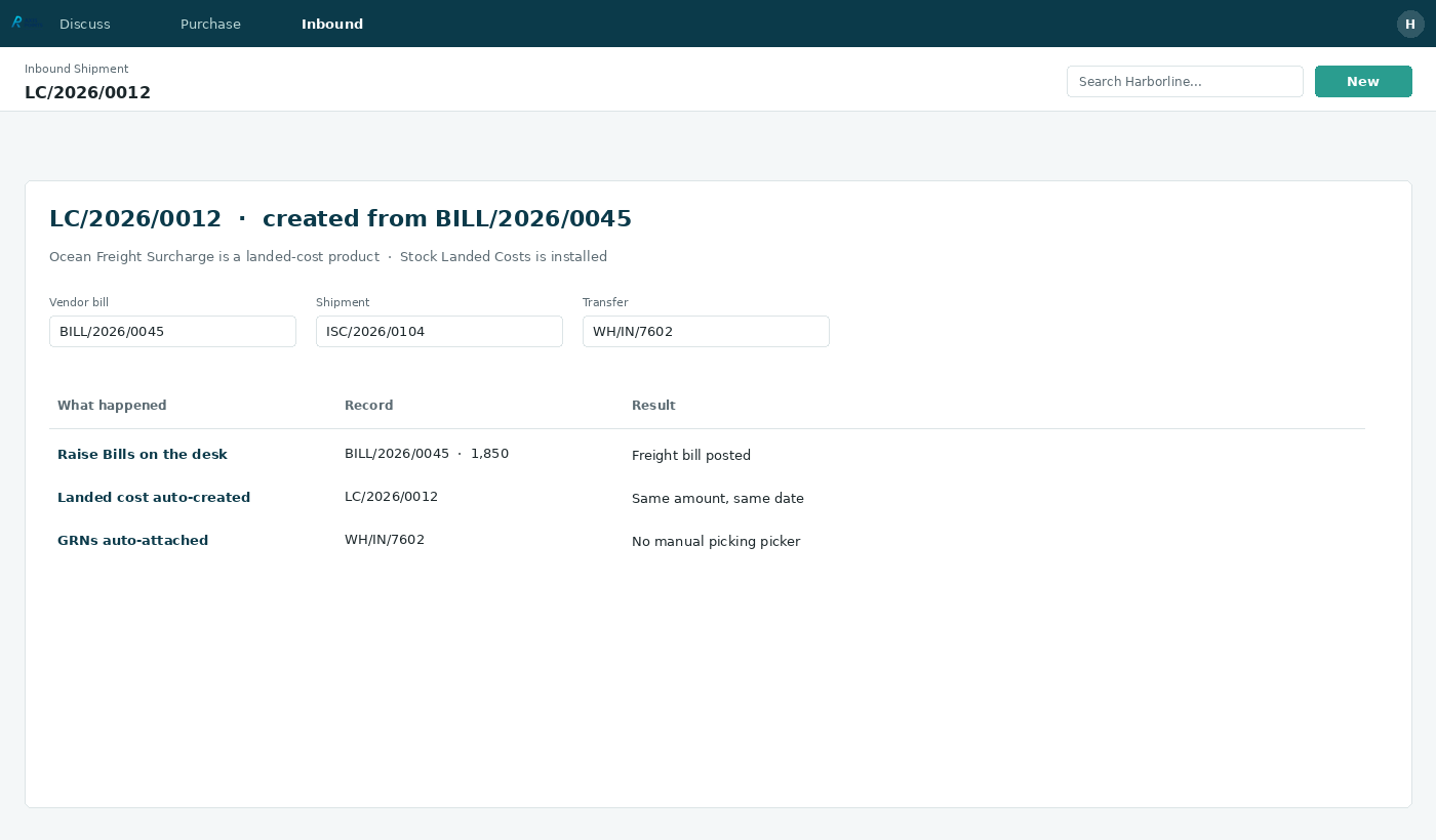 Inbound Shipment Control — 08 landed cost