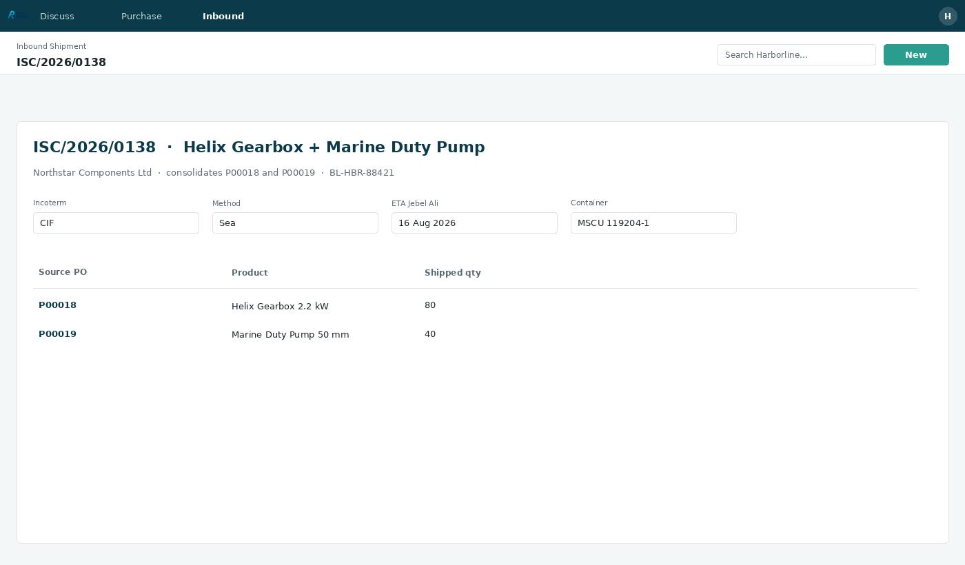 Inbound Shipment Control — 03 consignment form