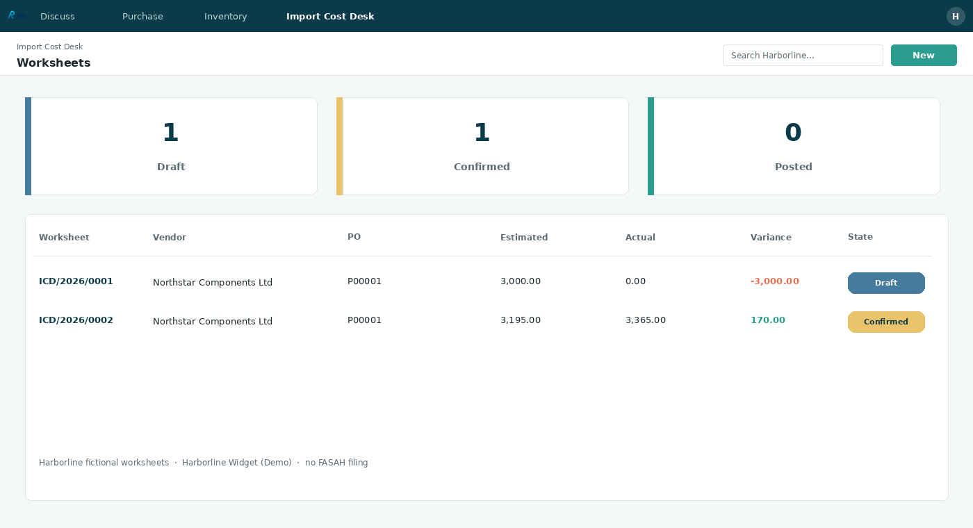 Import Cost Desk — 01 worksheets