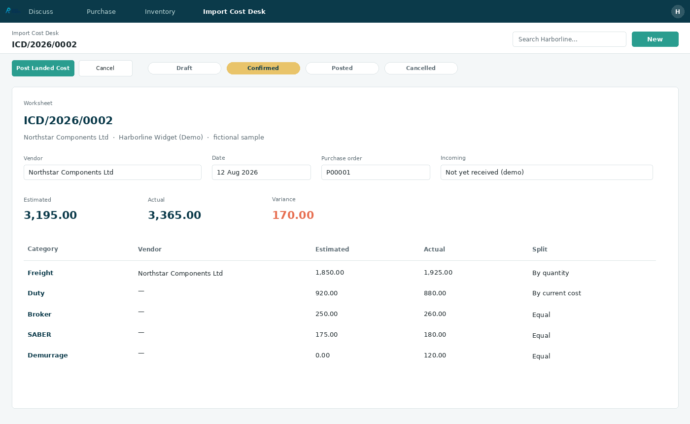 Import Cost Desk — 02 sheet form